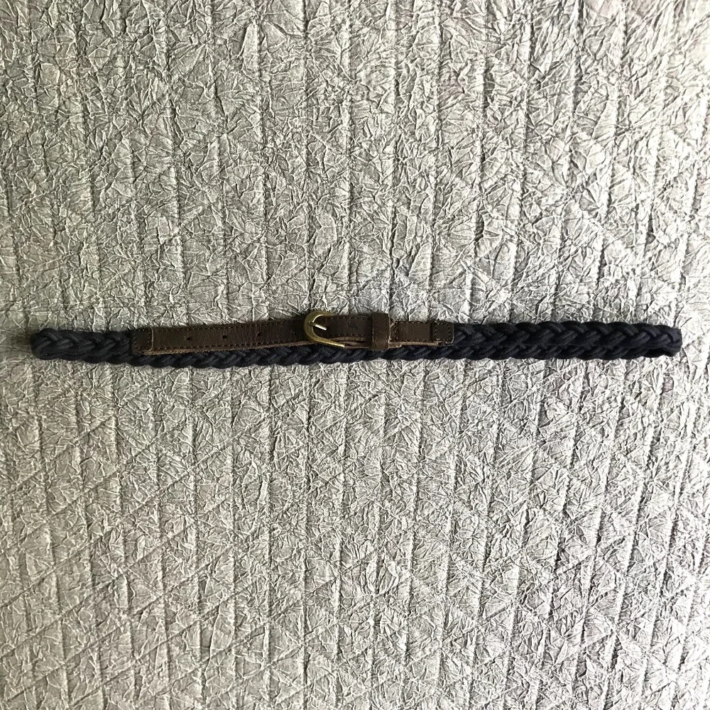 Women's Abercrombie & Fitch Skinny Braided Knit Leather Belt In Navy & Brown